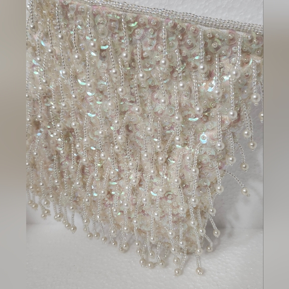 VTG Jessica McClintock Pearlescent Satin Beaded Purse! - Picture 2 of 9